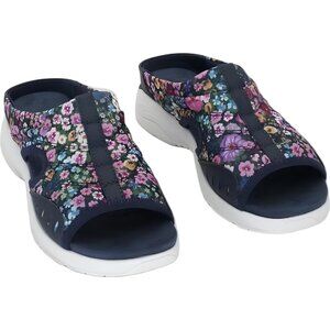 Easy Spirit Dark Blue Floral Slip-On Sandal Womens US 5.5 M